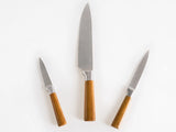 Knife Set Brown Stainless Steel 3 Pieces Hand-Sharpened 54 HRC Hardness Chef's Knife Modern Design Beliani