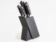 Knife Set Black Stainless Steel 5 Pieces with Wooden Block Hand-Sharpened 54 HRC Hardness Chef's Knife Modern Design Beliani