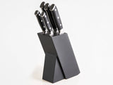 Knife Set Black Stainless Steel 5 Pieces with Wooden Block Hand-Sharpened 54 HRC Hardness Chef's Knife Modern Design Beliani