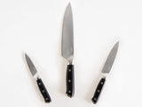 Knife Set Black Stainless Steel 3 Pieces Hand-Sharpened 54 HRC Hardness Chef's Knife Modern Design Beliani