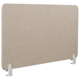Desk Screen Beige PET Board Fabric Cover 120 x 50 cm Acoustic Screen Modular Mounting Clamps Home Office Beliani