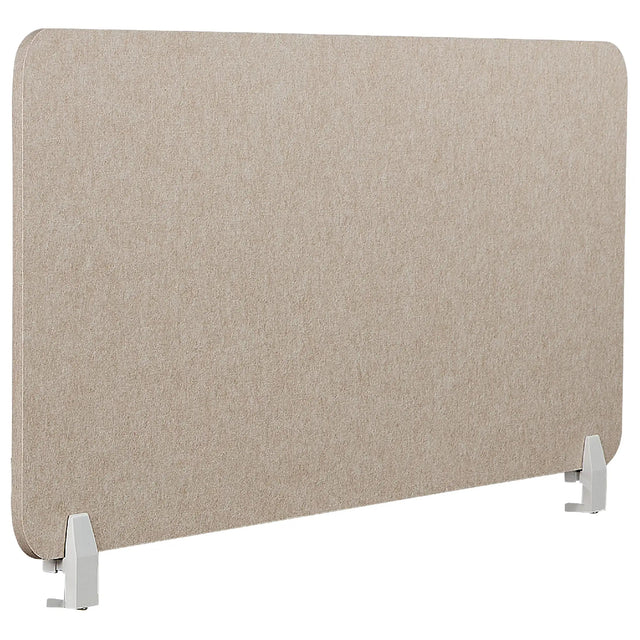 Desk Screen Beige PET Board Fabric Cover 120 x 50 cm Acoustic Screen Modular Mounting Clamps Home Office Beliani