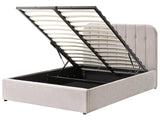 Bed Frame Taupe Fabric Upholstery EU Double Size 4ft6 Lift Up Storage with Headboard and Slatted Base Beliani