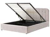 Bed Frame Taupe Fabric Upholstery EU King Size 5ft3 Lift Up Storage with Headboard and Slatted Base Beliani