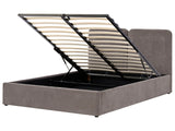 Ottoman Bed Taupe Fabric Upholstery EU King Size 5ft3 Elegant Headboard Lift-Up Slatted Base Beliani
