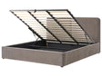 Ottoman Bed Taupe Fabric Upholstery EU Super King Size 6ft Elegant Headboard Lift-Up Slatted Base Beliani