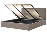Ottoman Bed Taupe Fabric Upholstery EU Super King Size 6ft Elegant Headboard Lift-Up Slatted Base Beliani