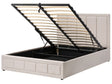 Ottoman Bed Beige Fabric Upholstery EU Double Size 4ft6 Headboard Lift-Up Slatted Base Quilted Design Minimalist Beliani