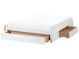 Bed Frame White Rubberwood Drawer Storage 5ft3 EU King Size Traditional Design without Headboard Beliani
