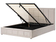 Ottoman Bed Beige Fabric Upholstery EU King Size 5ft3 Headboard Lift-Up Slatted Base Quilted Design Minimalist Beliani