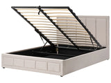 Ottoman Bed Beige Fabric Upholstery EU King Size 5ft3 Headboard Lift-Up Slatted Base Quilted Design Minimalist Beliani
