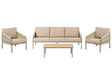 5 Seater Garden Sofa Set Beige Metal Frame 3 Seater Sofa Armchairs with Cushions Modern Style Beliani