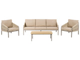 5 Seater Garden Sofa Set Beige Metal Frame 3 Seater Sofa Armchairs with Cushions Modern Style Beliani