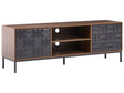 TV Stand Dark Brown 2 Doors 2 Open Shelves MDF Metal Legs Storage Geometric Pattern Living Room Beliani