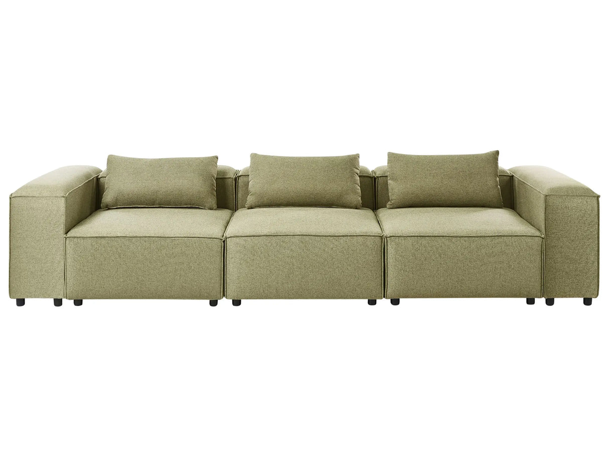 3 Seater Modular Sofa Light Green Fabric Modern Couch Living Room Beliani