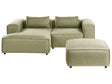 Right Hand Modular Sofa Light Green Fabric 3 Seater Corner Sofa with Ottoman Modern Minimalistic Living Room Beliani