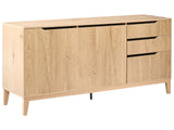 Sideboard Light Brown 2 Door Shelves and Drawers MDF Storage Wooden Legs Living Room Scandinavian Modern Style Beliani
