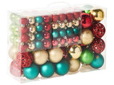 Set of 100 Christmas Baubles Multicolour Plastic Hanging Traditional Modern Style Xmas Tree Christmas Balls Glitter Matt Decor Beliani