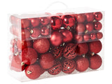 Set of 100 Christmas Baubles Red Plastic Hanging Traditional Modern Style Xmas Tree Christmas Balls Glitter Matt Decor Beliani