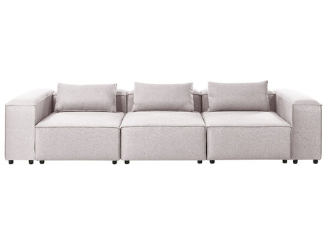 3 Seater Modular Sofa Light Brown Fabric Modern Couch Living Room Beliani