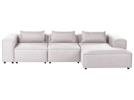 Modular Left Hand Sofa Light Brown Fabric Sectional Corner Couch Modern Minimalistic Living Room Beliani