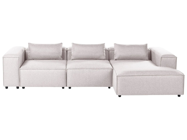 Modular Left Hand Sofa Light Brown Fabric Sectional Corner Couch Modern Minimalistic Living Room Beliani