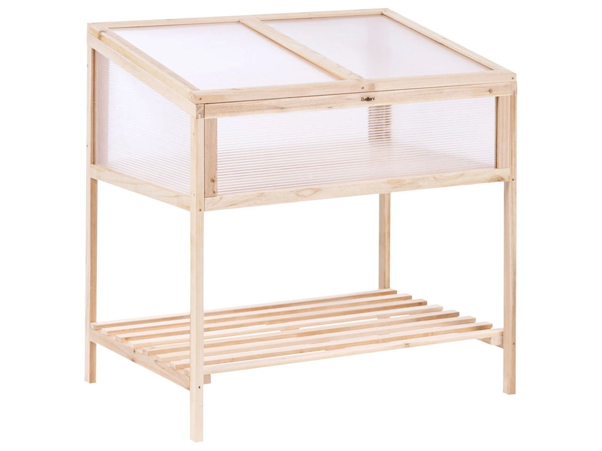 Balcony Greenhouse Light Brown Fir Wood Elevated Garden Bed Transparent Panel Garden Beliani