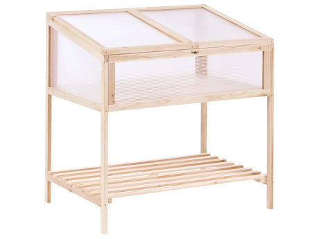 Balcony Greenhouse Light Brown Fir Wood Elevated Garden Bed Transparent Panel Garden Beliani