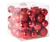 Set of 60 Christmas Baubles Red Plastic Hanging Decor Traditional Style Christmas Balls Holiday Tree Glitter Beliani