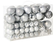 Set of 102 Christmas Baubles Silver Plastic Hanging Decor Traditional Style Holiday Tree Different Shapes Beliani