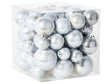 Set of 60 Christmas Baubles Silver Plastic Hanging Decor Traditional Style Christmas Balls Holiday Tree Beliani