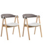 Set of 2 Dining Chairs Light Brown and Taupe Polyester Upholstery Rubberwood Legs Retro Traditional Style Beliani