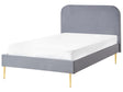 Bed Grey Velvet Upholstery EU Small Double Size Golden Legs Headboard Slatted Frame 4ft Minimalist Design Beliani