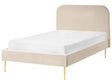 Bed Light Beige Velvet Upholstery EU Small Double Size Golden Legs Headboard Slatted Frame 4ft Minimalist Design Beliani