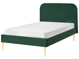 Bed Dark Green Velvet Upholstery EU Small Double Size Golden Legs Headboard Slatted Frame 4ft Minimalist Design Beliani