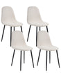 Set of 4 Dining Chairs Light Beige Polyester Upholstery Iron Black Legs Armless Dining Room Beliani
