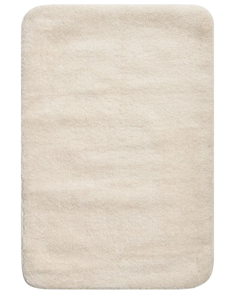 Bath Mat Off-White Microfibre 60 x 90 cm Non-Slip Backing Soft Rectangular Bathroom Accessories Beliani