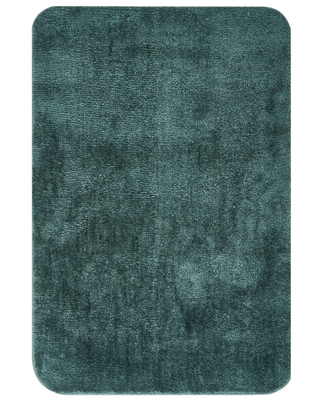 Bath Mat Dark Green Microfibre 60 x 90 cm Non-Slip Backing Soft Rectangular Bathroom Accessories Beliani