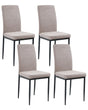 Set of 4 Velvet Dining Chairs Taupe Polyester Upholstery Iron Black Legs Armless Dining Room Beliani