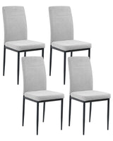 Set of 4 Velvet Dining Chairs Grey Polyester Upholstery Iron Black Legs Armless Dining Room Beliani