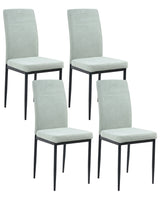 Set of 4 Velvet Dining Chairs Light Green Polyester Upholstery Iron Black Legs Armless Dining Room Beliani