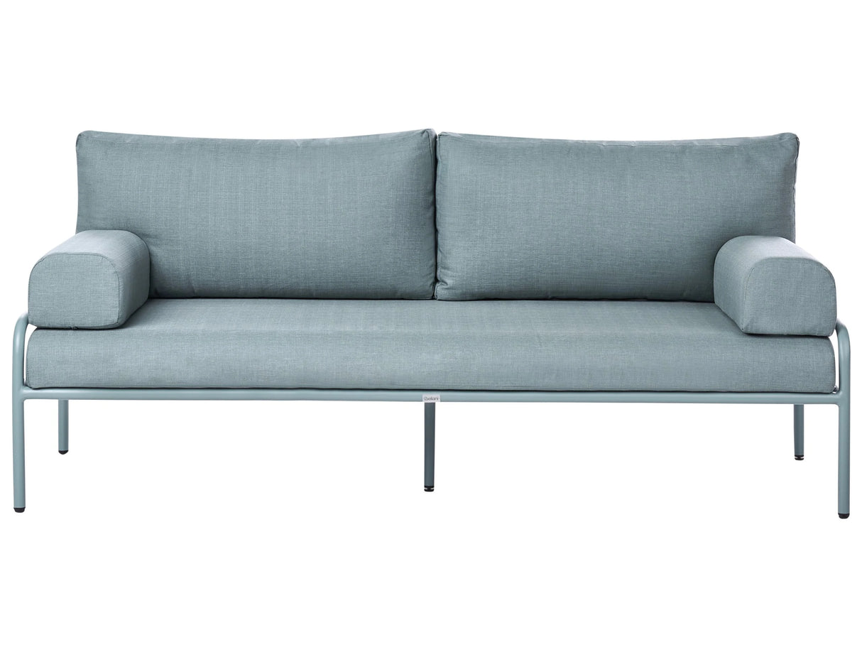 Garden Outdoor Sofa Light Green Aluminium Frame Olefin Waterproof Seat 2 Seater with Cushions Modern Beliani
