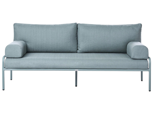 Garden Outdoor Sofa Light Green Aluminium Frame Olefin Waterproof Seat 2 Seater with Cushions Modern Beliani