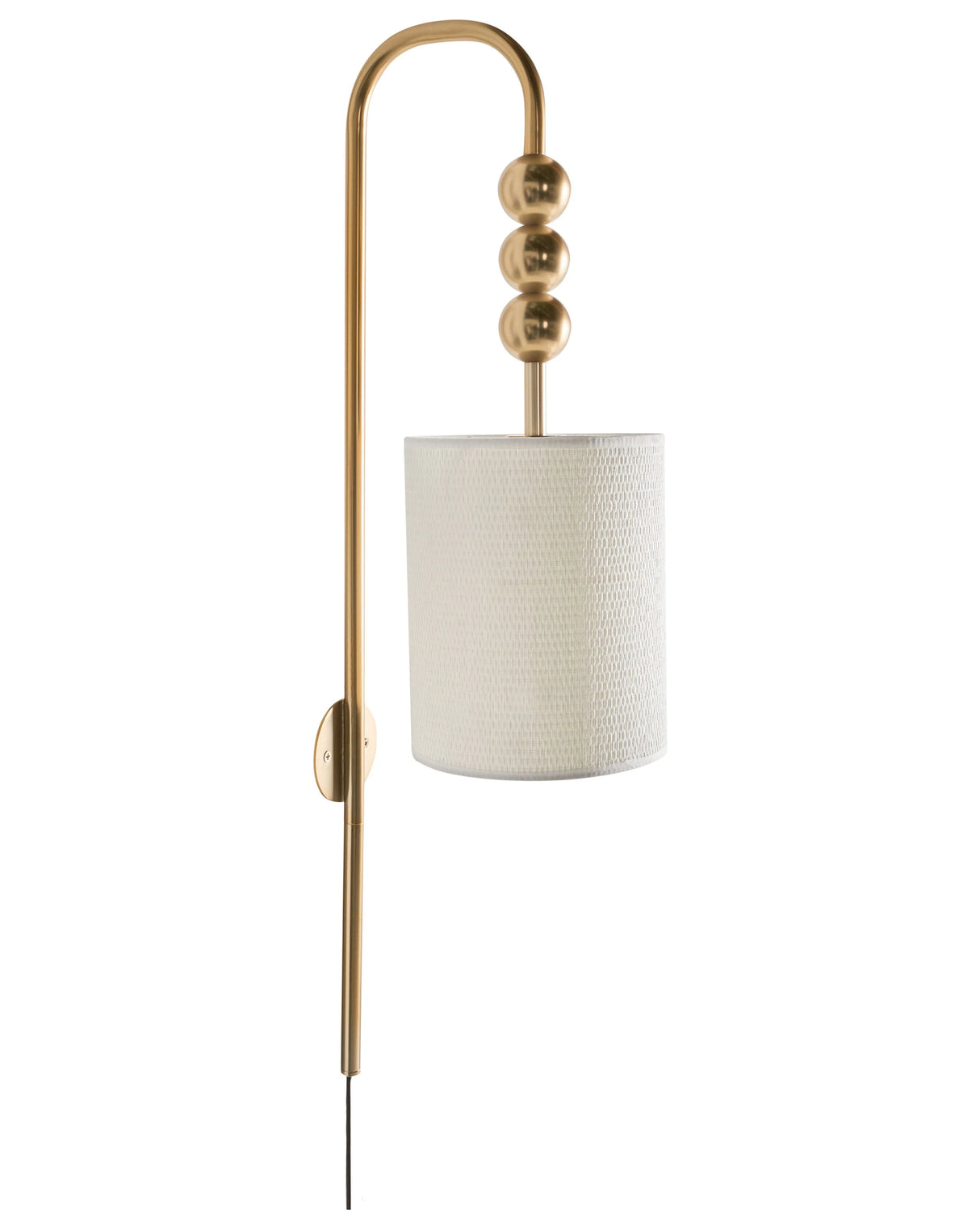 Wall Lamp Brass Iron Fabric Drum Shade Mid-Century Modern Style Beliani
