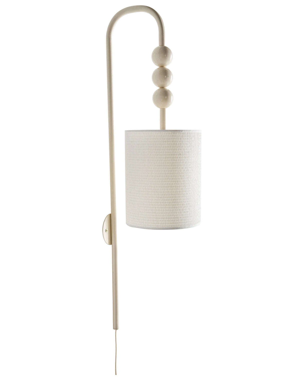 Wall Lamp Beige Iron Fabric Drum Shade Mid-Century Modern Style Beliani