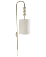 Wall Lamp Beige Iron Fabric Drum Shade Mid-Century Modern Style Beliani