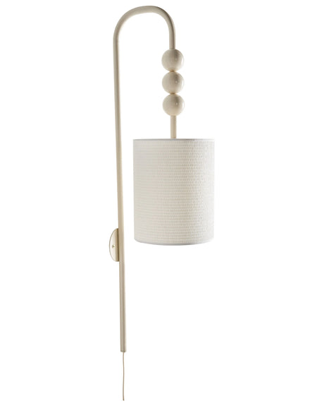 Wall Lamp Beige Iron Fabric Drum Shade Mid-Century Modern Style Beliani