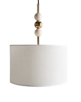 Pendant Lamp Brass and Beige Iron Fabric Drum Shade Mid-Century Modern Style Beliani
