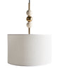 Pendant Lamp Brass and Beige Iron Fabric Drum Shade Mid-Century Modern Style Beliani