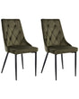 Scandinavian Set of 2 Dining Chairs Olive Green Velvet Upholstery Black Iron Legs Fabric Seat Armless Beliani
